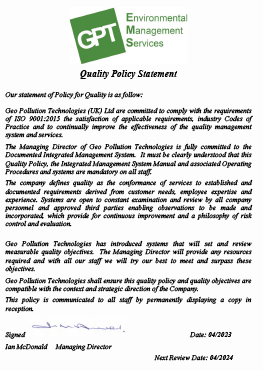 GPT quality policy