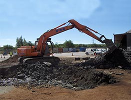 source and treat using excavator