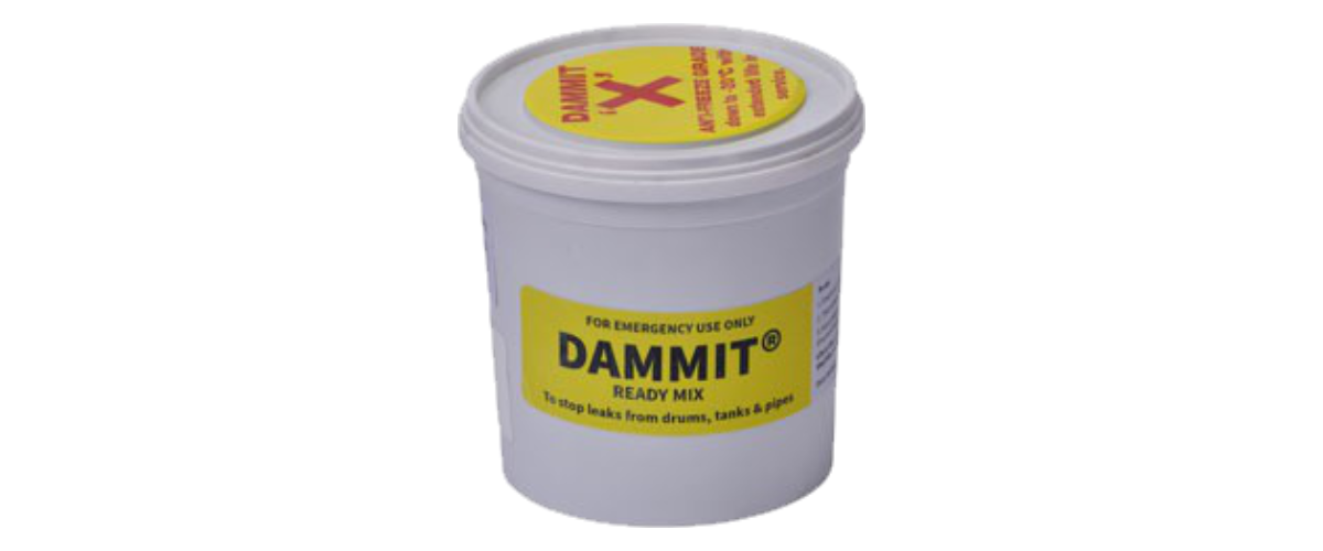 white tub of DAMMIT leak sealing putty