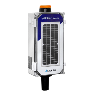 image of a solar panel with orange beacon on top and labkotec label at the bottom